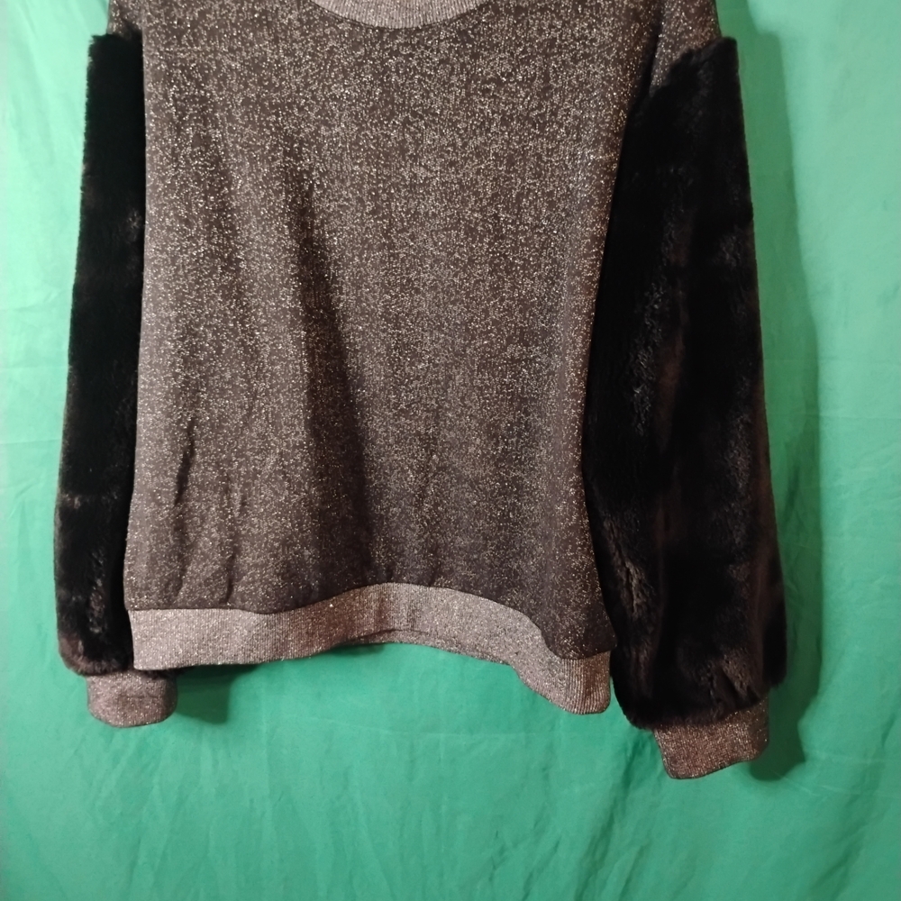 K/Lab Glitter/Faux Fur Sweatshirt